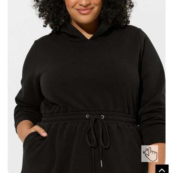 NWT Torrid Mini Fleece Hoodie Sweatshirt Dress Black - Picture 2 of 8